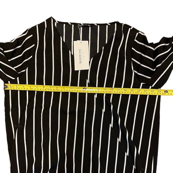 Bloomchic Black White Striped Long Sleeve Shirt Plus Size 14-16 - Picture 4 of 4